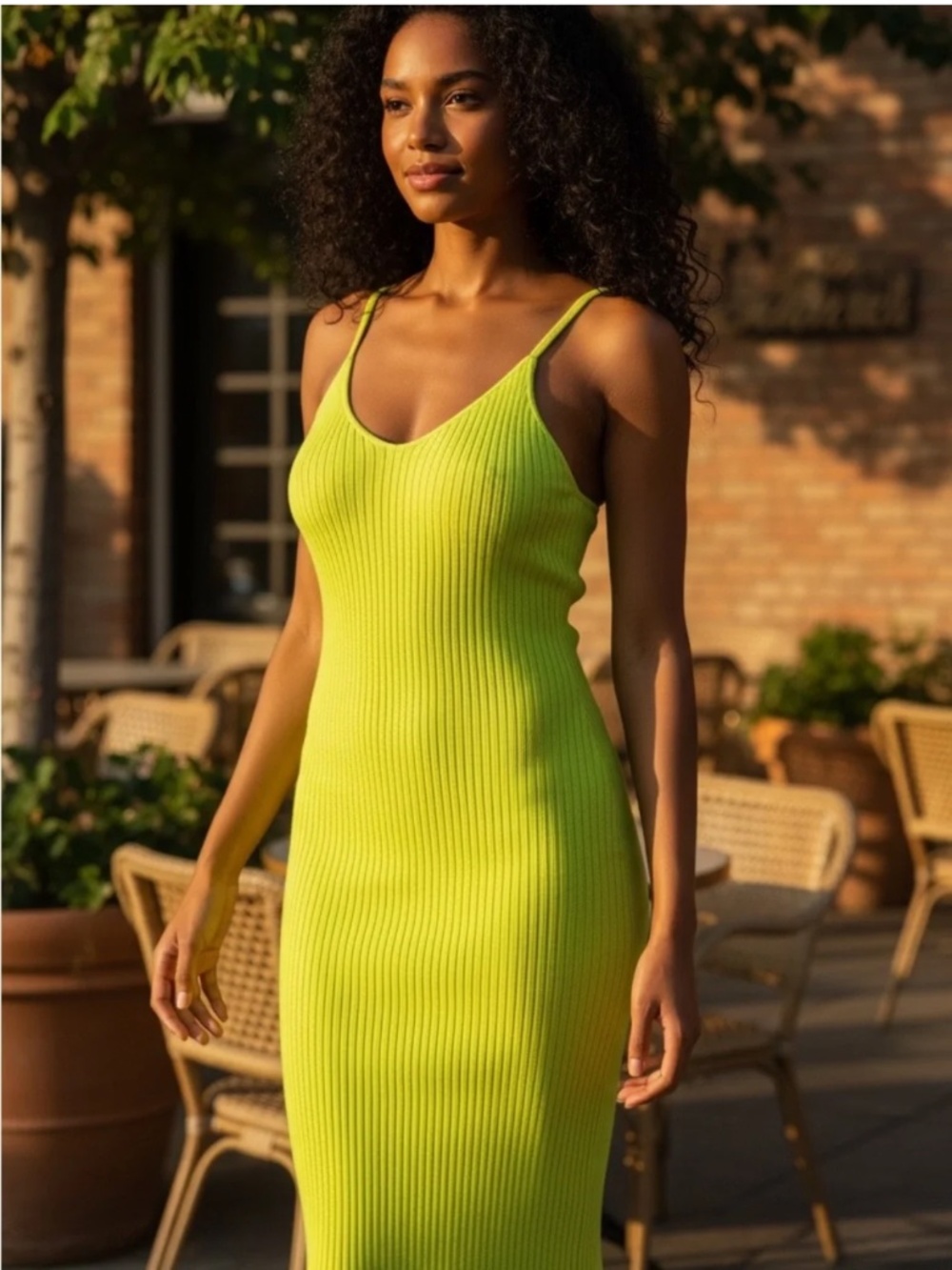 VICI x Summer Diane Brickell Nights Ribbed Midi Dress – Lime
